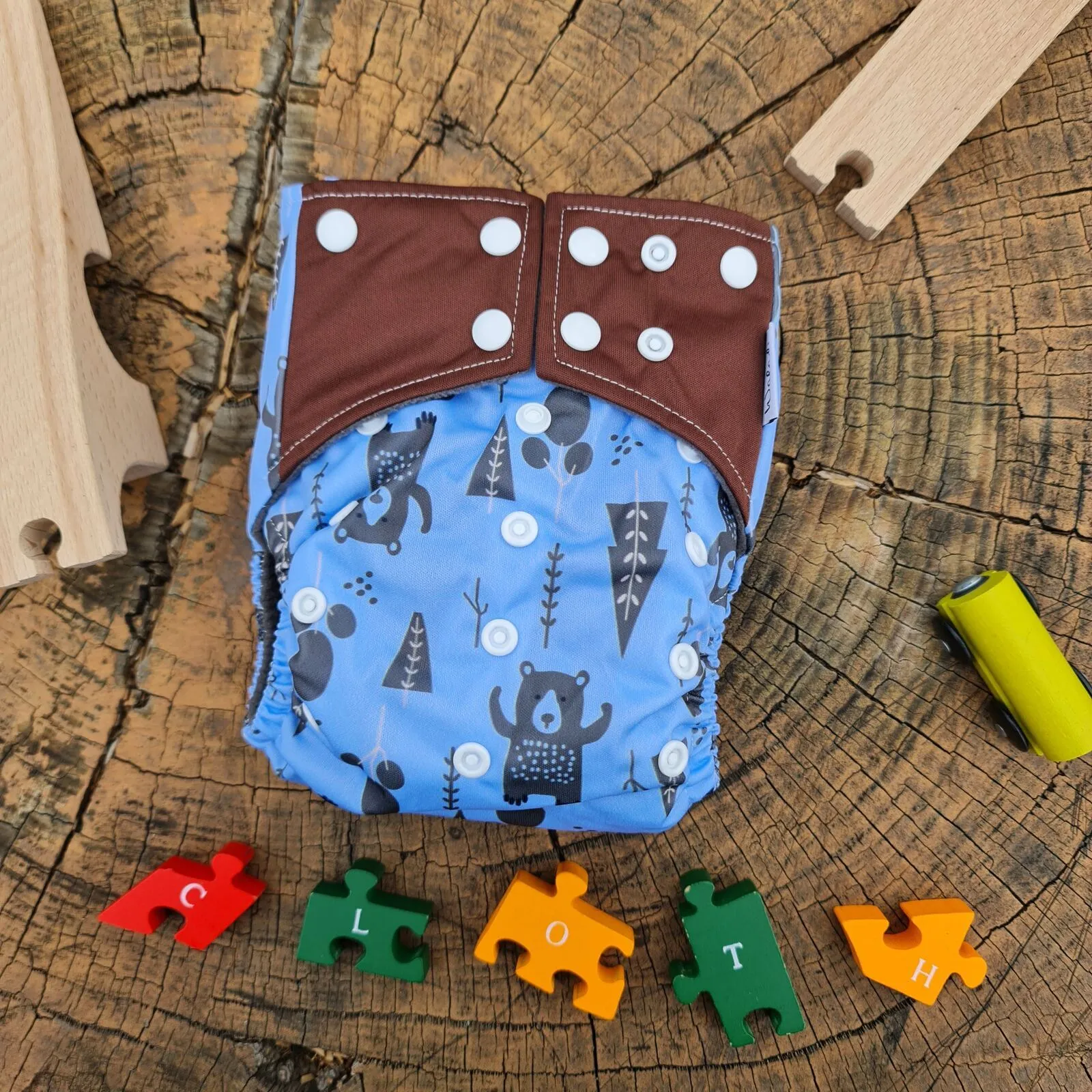 Forest Bears Design Bamboo Charcoal Cloth Nappy - Image 2