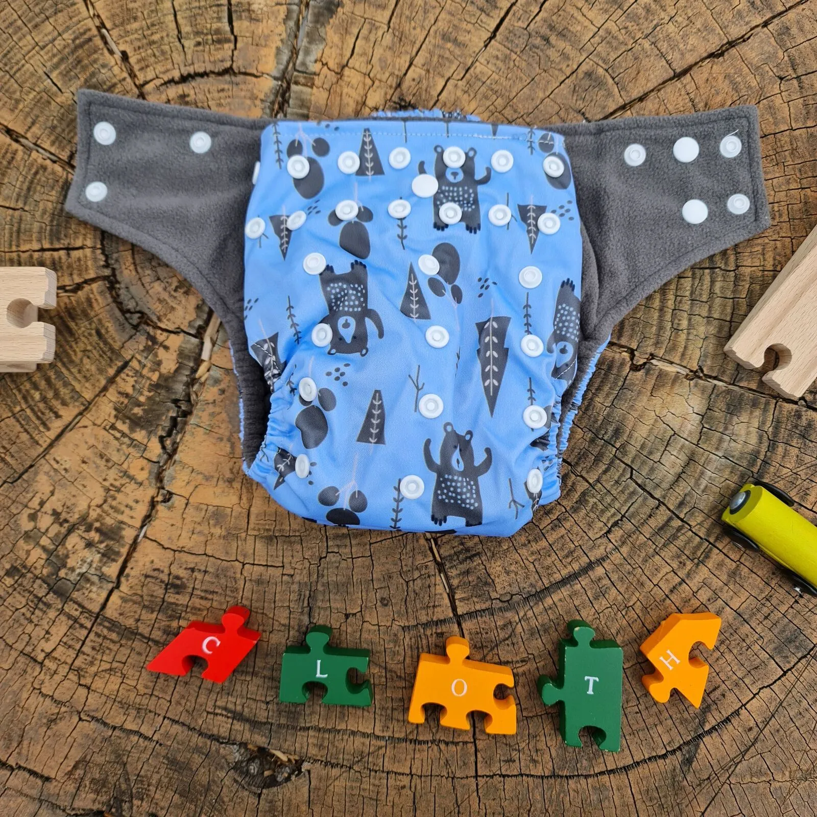 Forest Bears Design Bamboo Charcoal Cloth Nappy - Image 5