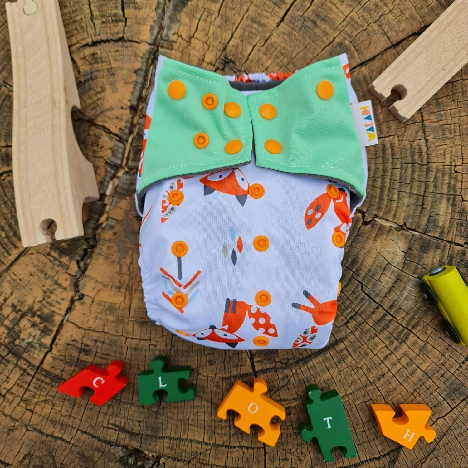 Fox in the Forest Design Bamboo Charcoal Cloth Nappy - Image 6