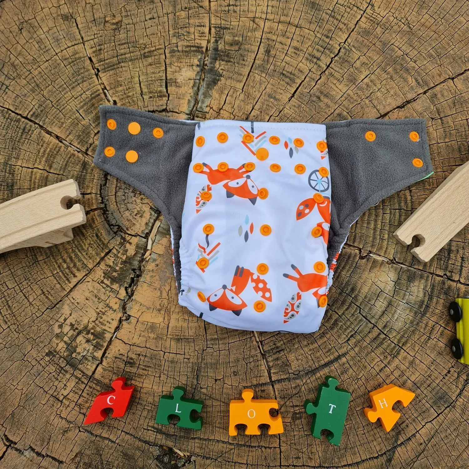 Fox in the Forest Design Bamboo Charcoal Cloth Nappy - Image 9