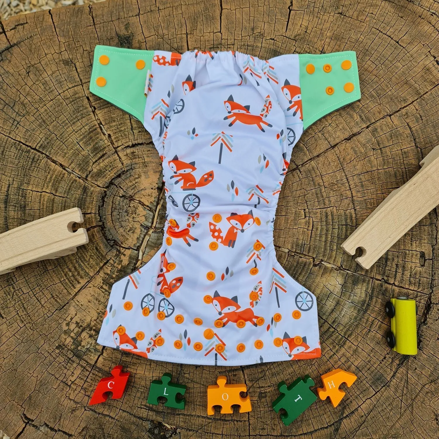 Fox in the Forest Design Bamboo Charcoal Cloth Nappy - Image 10