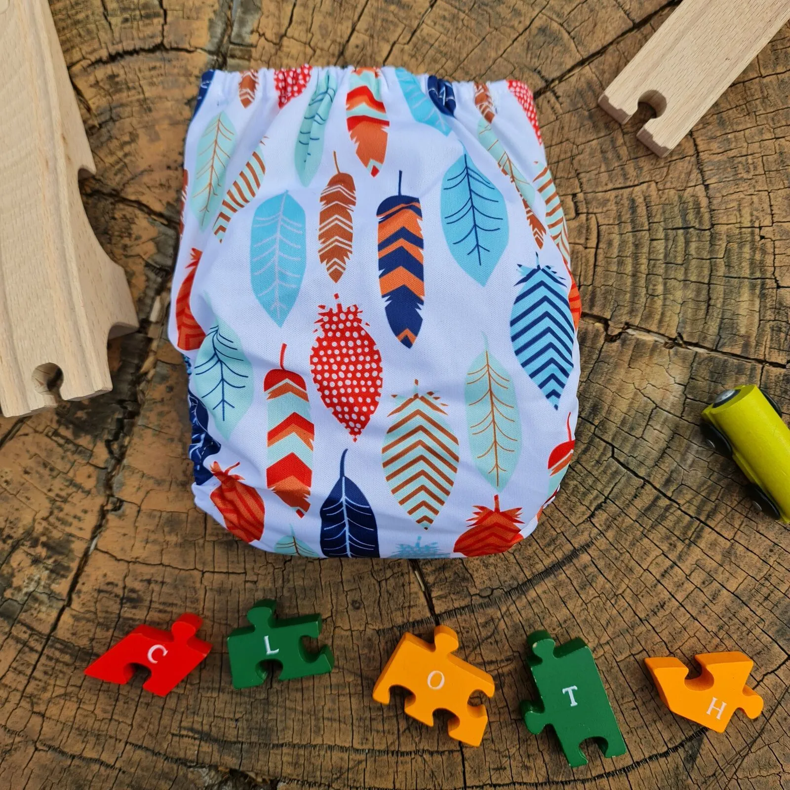 Feather Design Bamboo Charcoal Cloth Nappy - Image 3