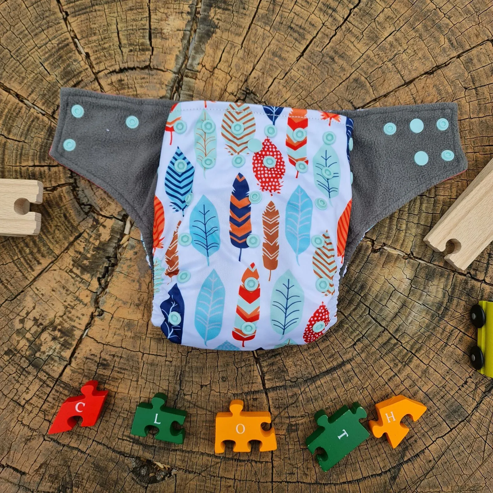 Feather Design Bamboo Charcoal Cloth Nappy - Image 5