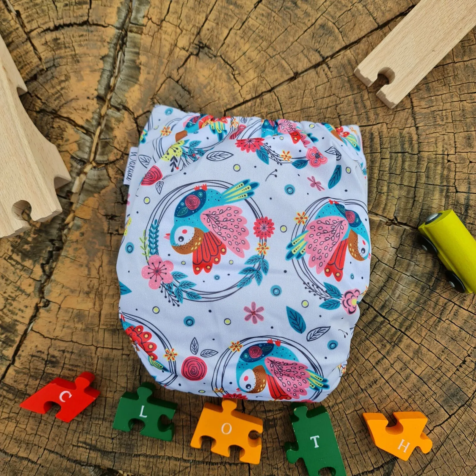 Floral Bird Bamboo Charcoal Cloth Nappy - Image 3