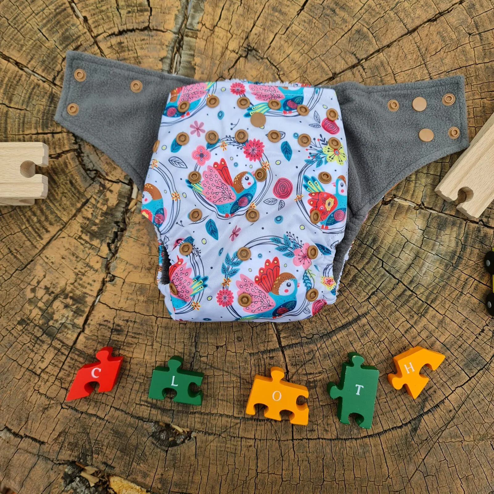 Floral Bird Bamboo Charcoal Cloth Nappy - Image 5