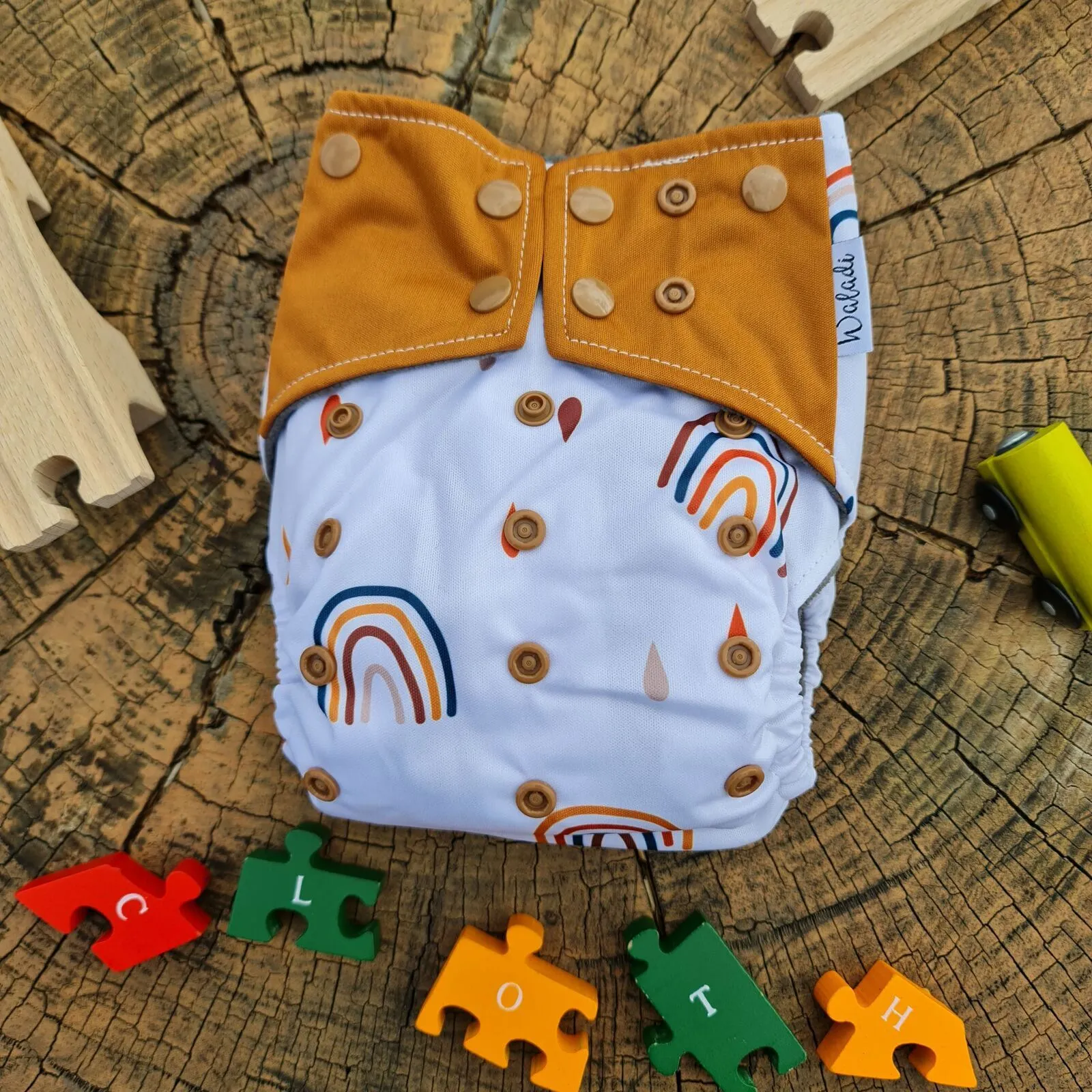 Rainbow & Rain Bamboo Charcoal Cloth Nappy - Image 2