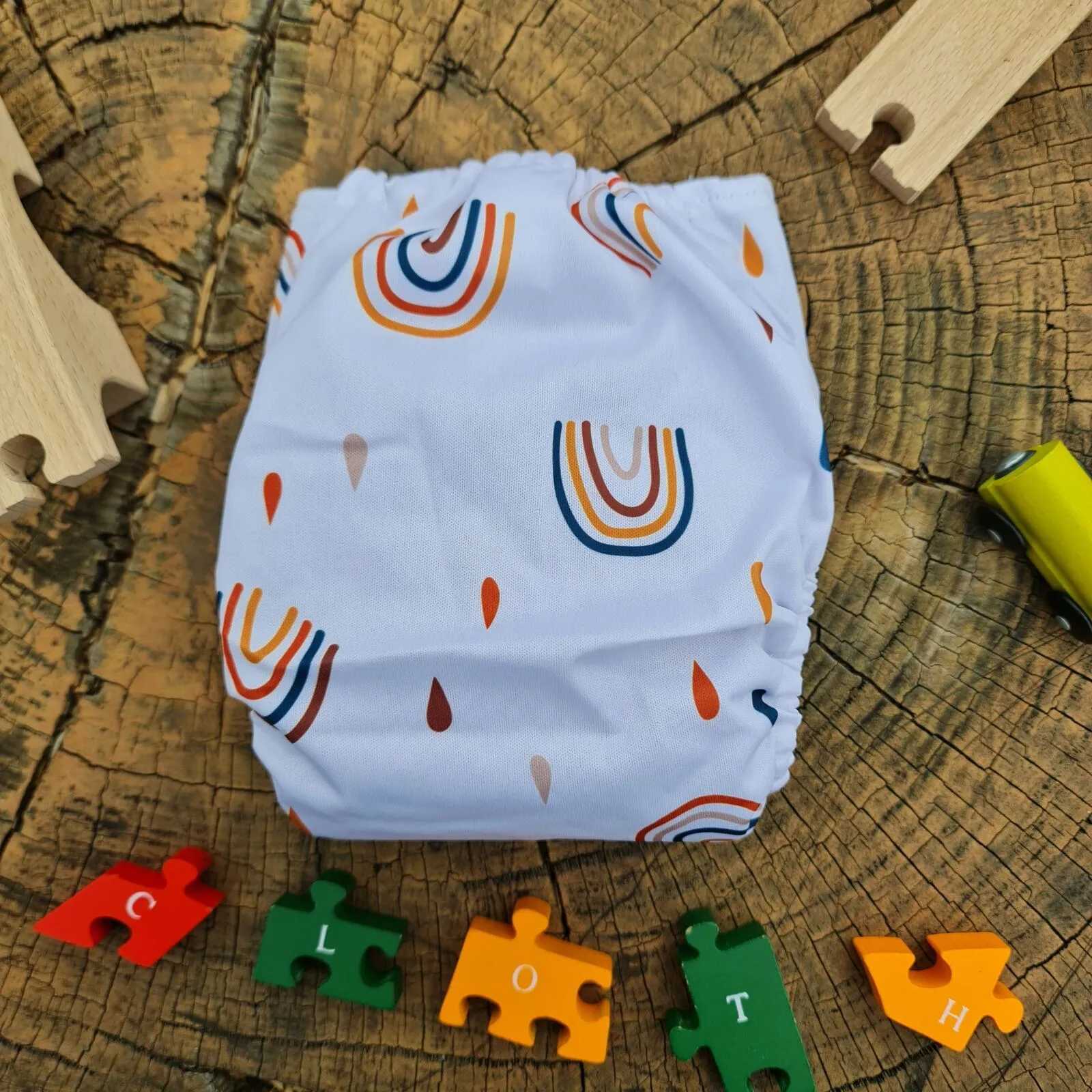Rainbow & Rain Bamboo Charcoal Cloth Nappy - Image 3