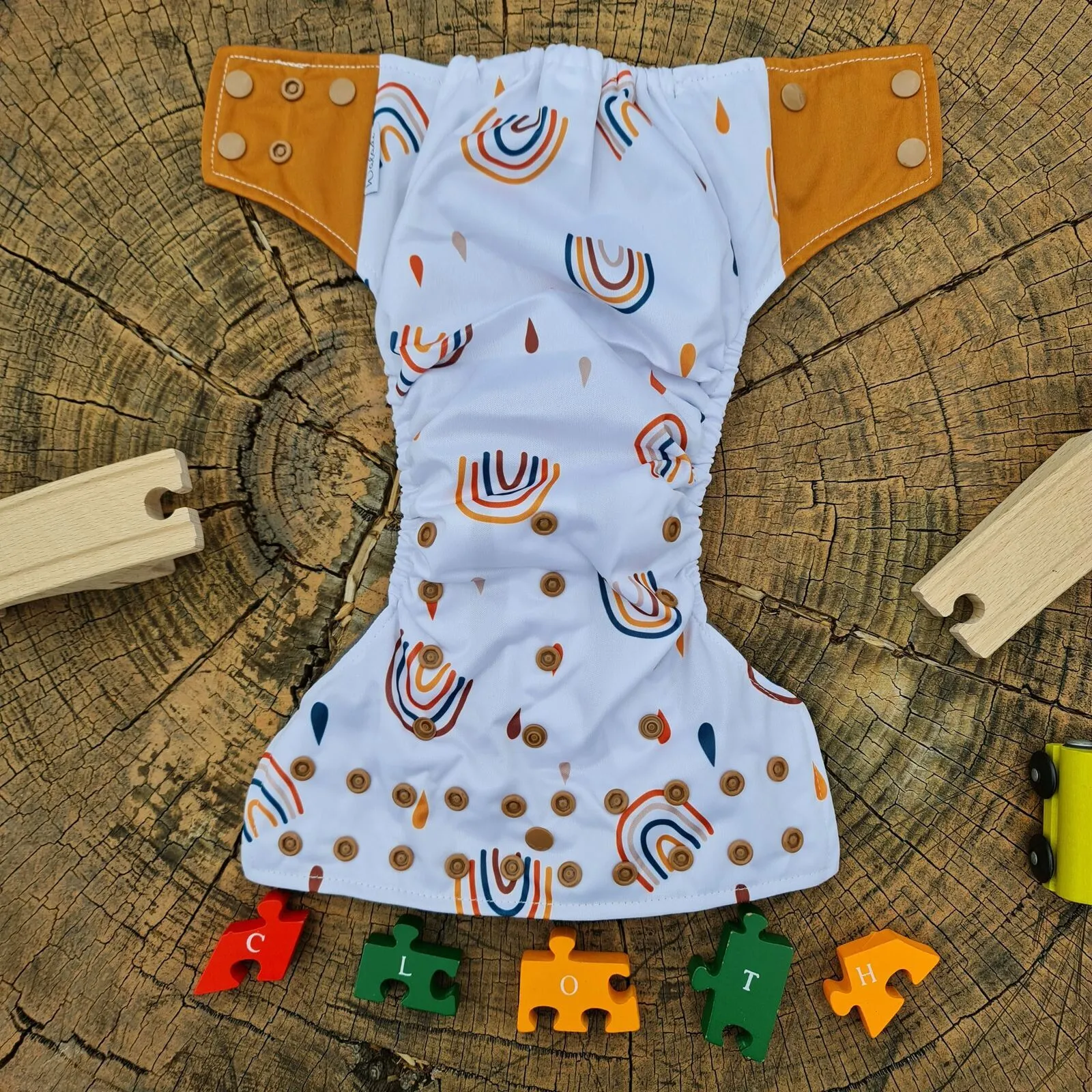 Rainbow & Rain Bamboo Charcoal Cloth Nappy - Image 6