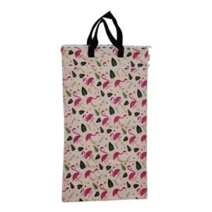Waterproof Double Zip Large Wet Bag Pink Flamingo 40x70cm
