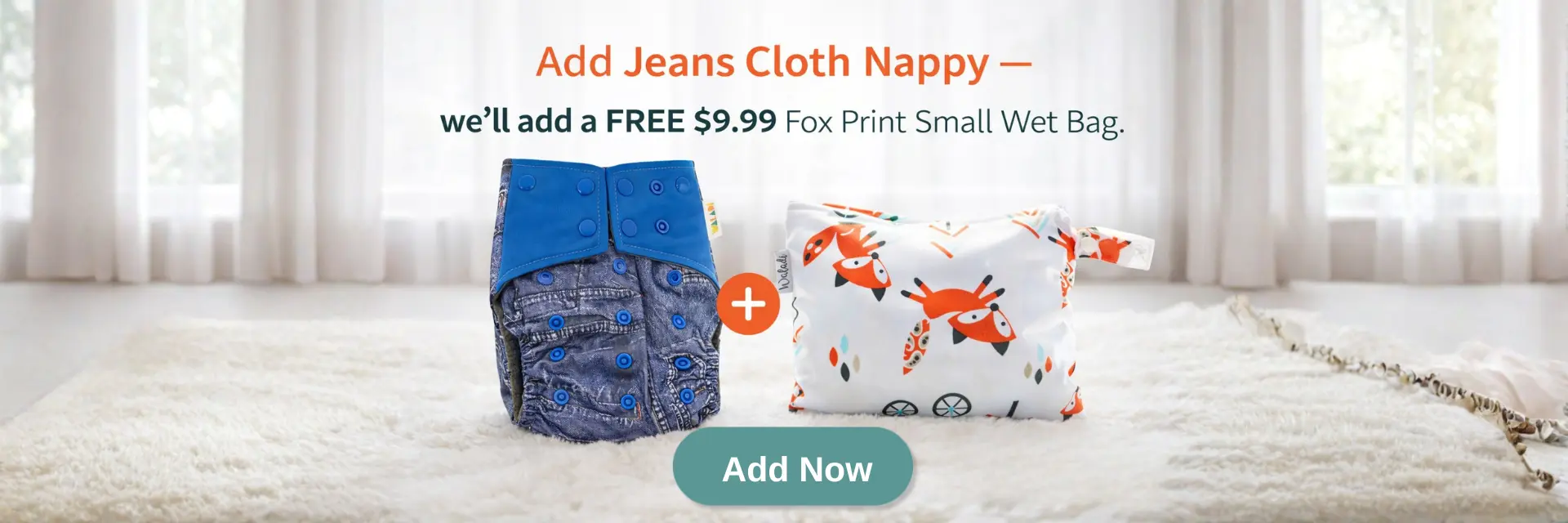 Free Small Wet Bag when you buy a Jeans Cloth Nappy